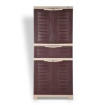 Supreme Furniture Fusion 02 MDR-1 Multipurpose Almira with 1 Drawer Plastic Cupboard/Cabinet for Home & Kids (Full Size, Globus Brown/Dark Beige)