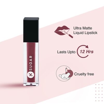 SUGAR Cosmetics - Smudge Me Not - Mini Liquid Lipstick - 09 Suave Mauve - (Mini 1.1ml) - Ultra Matte, Transferproof and Waterproof, Lasts Up to 12 hours