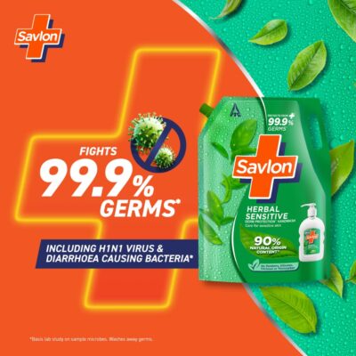 Savlon Herbal Sensitive Germ Protection Liquid Handwash Refill Pouch, 1.3L ph Balanced