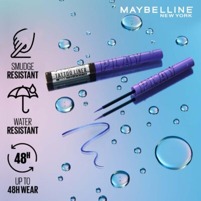 Maybelline New York Tattoo Play Metallic Burgundy Liquid Eyeliner - Longwear Waterproof Eyeliner - Metallic Finish, Blaze, 2.1ml