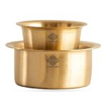 INDIAN ART VILLA Brass Handmade Coffee Filter Dabra Set, Matt Finish Bowl (240 ML) & Glass (160 ML) – Traditional Brass Coffee Serving Set, Ideal for Coffee Lovers, Gift for Special Occasions