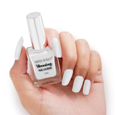 SWISS BEAUTY Stunning Matte Finish Nail Lacquer | Chip Resistant, Quick Drying Nail Paint | Highly Pigmented With High Shine Nail Polish | Shade - Glam White, 10ml
