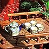 India Meets India Yellow Ceramic Tea Pot Kettle Set with 4 Tea Cups, Pot Capacity 500 ml Cup 100 ml Handmade by Expert Artisan
