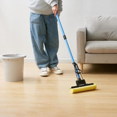 Absorbent PVA Mop with Stainless Steel Telescopic Pole | Extendable Handle Sponge Mopstick for Floor, Tile, Kitchen, and Household Office Cleaning