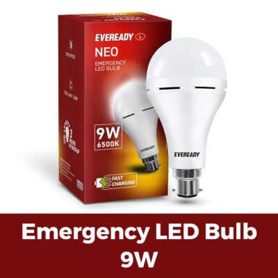 Eveready 9W Emergency Inverter LED Bulb, Cool Day Light (6500K), Rechargeable Bulb with 3 Hours Backup, Ideal for Powercuts, Energy Efficient, B22 Base, Pack of 1