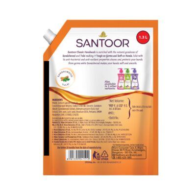 Santoor Classic Gentle Hand Wash with Natural goodness of Sandalwood & Tulsi, 1300ml