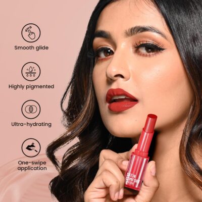 Swiss Beauty Satin Comfort Lipstick | Ultra-Hydrating | Highly Pigmented | Smooth Glide | Satin Matte Finish | One-Swipe Application | Shade- 20 Night Wine, 3gm