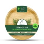 AGRILEAF 10" Round Areca Palm Leaf Plates (48-Pack) | Better Than Paper & Bagasse | Eco Friendly, Compostable| Microwave & Freezer Safe | Strong & Sturdy | Use & Throw | Parties, Events, Weddings