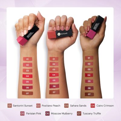 SUGAR Cosmetics Glide Peptide Serum Lipstick with Hyaluronic Acid & Vitamin E | Velvet Matte Finish | Long Lasting & Pigmented | 1 Swipe Full Coverage | 4.2gm - 06 Moscow Mulberry