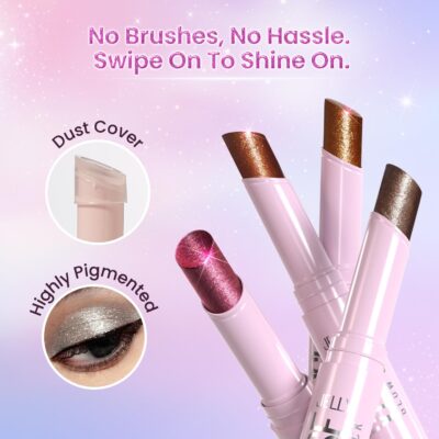 Swiss Beauty Jelly Verse Eyeshadow Glow Stick | Rich Colour Payoff | Crease-Proof | Sparkling Shine | 6 Stellar Shades | Shade- 5. Orbit Gleam, 3g