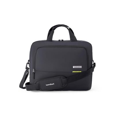 Kamiliant by American Touristed Dissenter Casual Office Bailhandle Messenger Bag with 15" Inch Laptop Compartment and Adjustable Shoulder Strap, Ergonomically Designed for Men and Women - Black