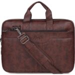 RIONTO Prime Laptop Bags for Men Office Use | Upto 15.6 inch | Expandable Bottom | Mobile & Pen Compartment with Multiple Organizers | PU Leather | Professional Office Bag for Man & Women - Tan