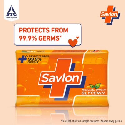 Savlon Moisturizing Glycerin soap bar with germ protection, Pack of 5-120g each