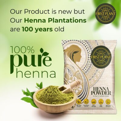 FIRST PLANT - Premium Rajasthani HENNA POWDER | 100% Organic Henna Powder for Hair Colour and Hair Care I GI Tagged Henna directly from Farms (350 gm)