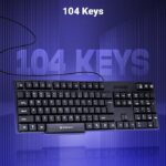 Zebronics Wired Keyboard with 104 Keys, 1.2m Cable, ₹ Key, USB Interface, UV-Coated Keys, Retractable Stand, USB Nano Receiver, for PC, Laptop (K65, Black)