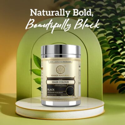 Khadi Natural Ayurvedic Black Henna Powder | Herbal Hair Color for Natural Looking Black Hair | Conditions, Strengthens Hair | Chemical Free Formula | Suitable for All Hair Types | 150g