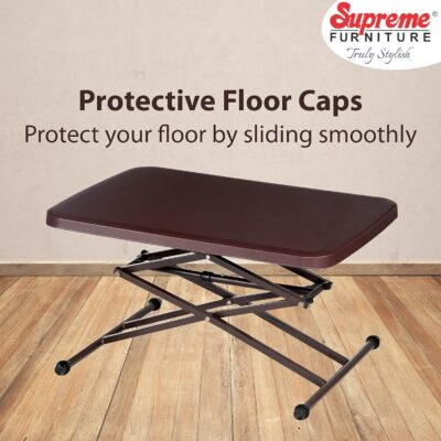 Supreme Furniture Scissor Foldable Rectangle Height Adjustable Plastic Table,Suitable for Study, Office, Work from Home, Living, Laptop, Bed, Indoor & Outdoor (Globus Brown)