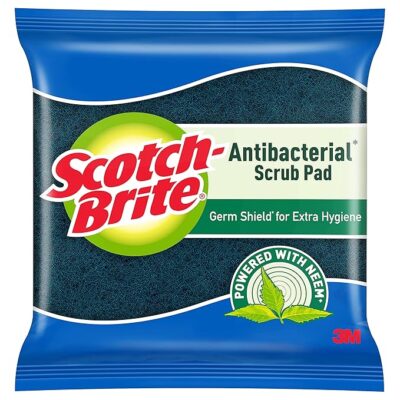 Scotch-Brite Anti- Bacterial Scrub Pad, Neem Fragrance (Super Saver Pack of 5), Polyester