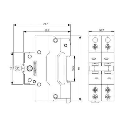 Anchor by Panasonic UNO Series 40 Amp Dual Pole MCB | 2 Pole C Curve MCB | 40A Change Over Switch Circuit Breaker (White, 98083)