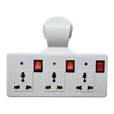 Digiway 3 pin Multi Plug Point | Cordless Wall Socket Multi Outlet Extension Board, Universal Sockets and Individual Switches -Pack of 1