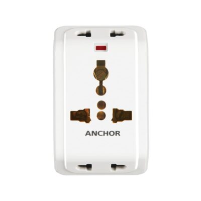 ANCHOR 6A 3 Pin Multi Plug Socket Travel Adapter with Universal Socket, 3 Pin Multi Plug Extension Socket (White - PK3)