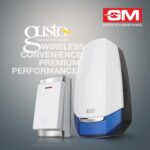 GM 4094 Gusto Wireless Plug-in Doorbell – 32 Selectable Melodies, Volume Control, Shuffle & Flashing Light, Battery-less Remote, LED Indicator, Compact Wall-Mount (Blue & WHITE)