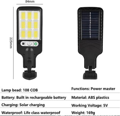 180W Led Solar Street Light Outdoor,10000LM IP65 Waterproof Solar Security Flood Lights Outdoor Motion Sensor, Wired Security Solar Powered Flood Lights for Indoor, Outside, Yard, Garden