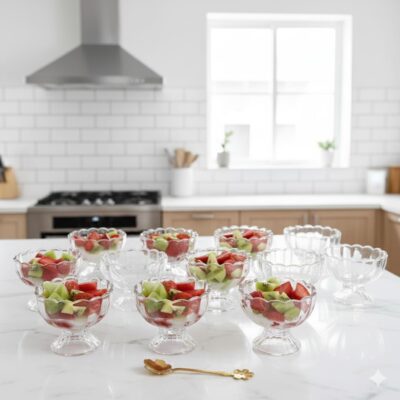 Vency Exquisite Glass Ice Cream Bowl Set of 12 - Premium Dessert Bowls Set of 12 for Icecream, Fruit, and More - Perfect for Serving and Enjoying Your Favorite Frozen Treats Set of 6 x 2
