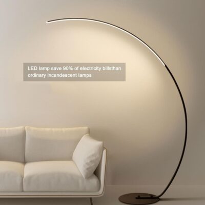 Décor Chronicle Modern Spiral Floor Lamp, Black Vertical Rods, 3-Mode LED Light (Warm, Natural, Cool White), Decorative Standing Lamp for Living Room and Bedroom Corners