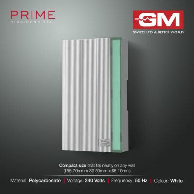 GM 4007 Ding Dong Door Bell for Home | Wired Electric Door Chime | Loud Twin-Tone Sound | White Body | 240V AC Operation | Safe & Durable | Easy Wall Mount Installation