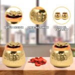 Kalakriti Set Of 2 Hammered Metal Gold Copper Plated Jar | Airtight Containers For Dry Fruits | Dining Table Decorative Serving Bowl for Home Kitchen | Jars for Return Gift (4x4 inch)