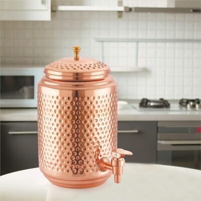 Cello Copper Matka- Ayurveda Inspired |BPA free and non toxic with pure copper |Long lasting and leak proof | Supports Digestive & Liver Health | Helps Enhance Immunity | Used only for water | 5000ml | Copper, Set of 1