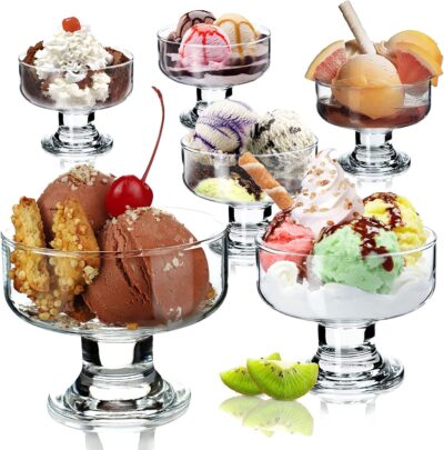 300ML Ice Cream Glasses Cups Dishes for Desserts, Milkshake,Fruit and Pudding Glass Serving Bowls, Perfect for Home, Restaurants and Parties Dishwasher Safe (Set of 6) (WR-10)