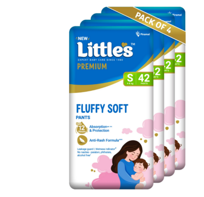 Little's Comfy Baby Diaper Pants, Small (S), 84 Pieces – 12 Hours Absorption Protection with Wetness Indicator
