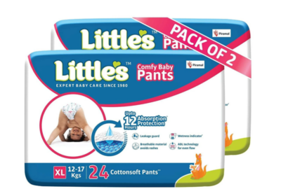 Little’s Comfy Baby Pants XL Diapers (48 Pieces) – Wetness Indicator, 12-Hour Absorption & Leak Protection