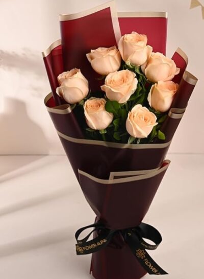 Flower Aura Artificial Rose & Gerbera Flower Bouquet – 5 Roses & 5 Gerbera Flowers Wrapped in Eco-Friendly Newspaper for Birthdays, Anniversaries & Special Occasions
